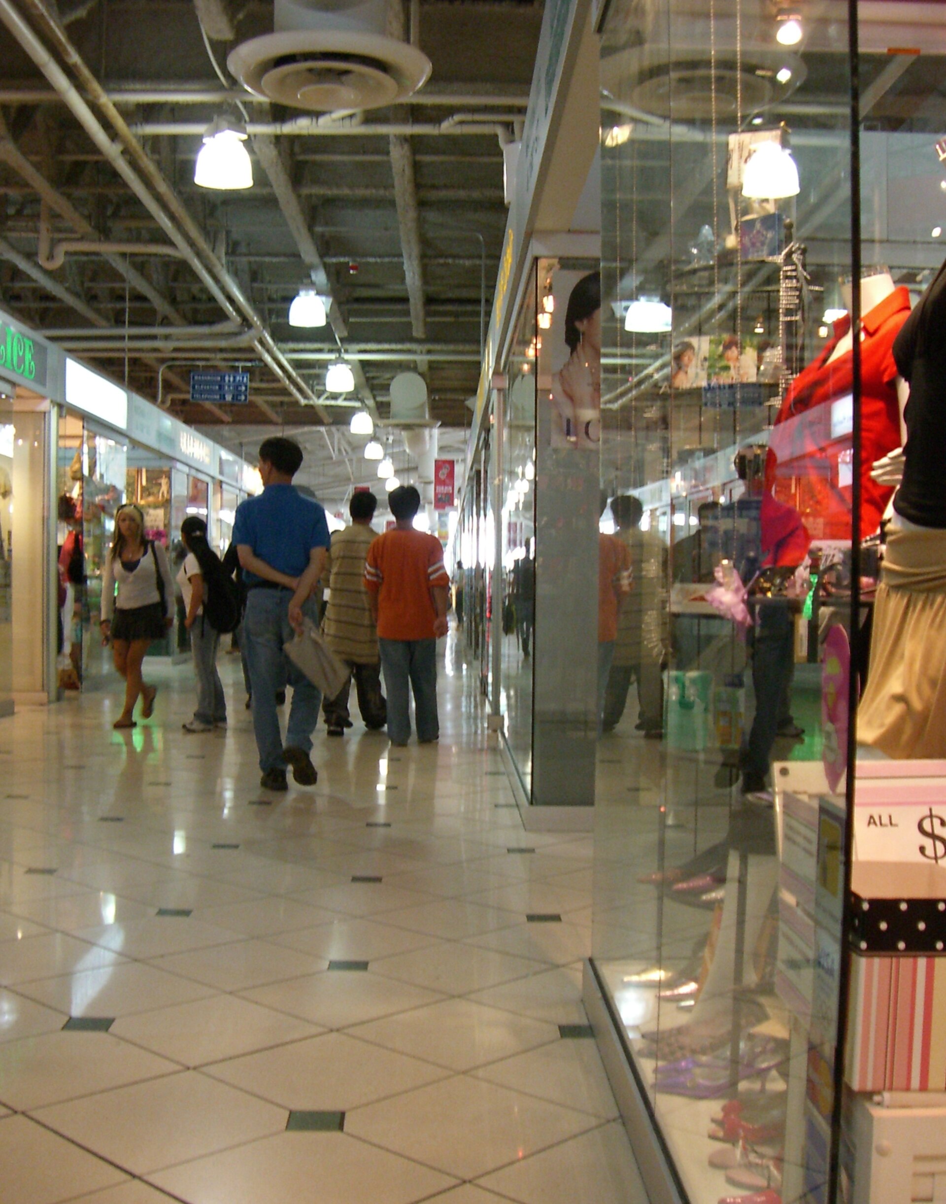Rows of small shops along a corridor inside Pacific Mall in Markham